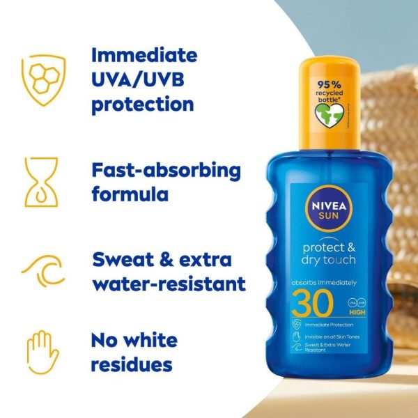 Nivea Sun Protect & Dry Touch Sunscreen Spray SPF30 200ml For Sale