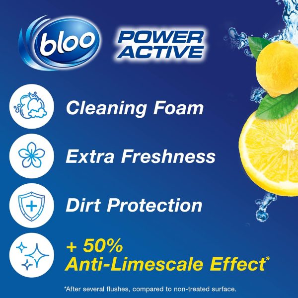 Bloo Power Active Toilet Rim Block Lemon, with Anti-Limescale, Cleaning Foam For Sale