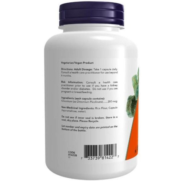 NOW Chromium Picolinate 200mcg 250 Capsules Hot on Sale