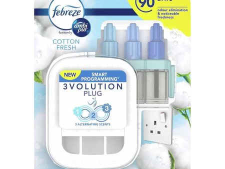 Febreze 3 Volution Smart Programming Air Freshener Plug In Starter Kit 20 ML Cotton Fresh Supply