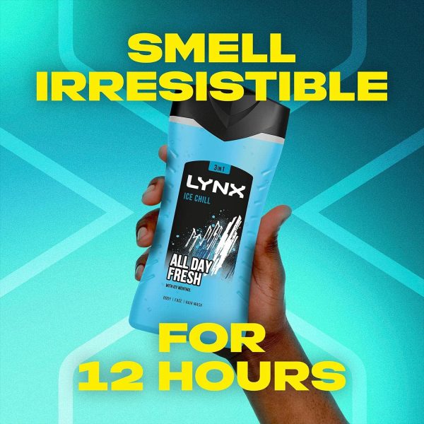 LYNX ICE CHILL 3 IN 1 ALL DAY FRESH SHOWER GEL 225 ML Online now