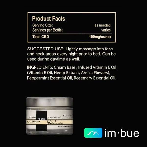 Imbue 100mg Topical CBD Facial Cream of Full Spectrum Hemp Extract Online now