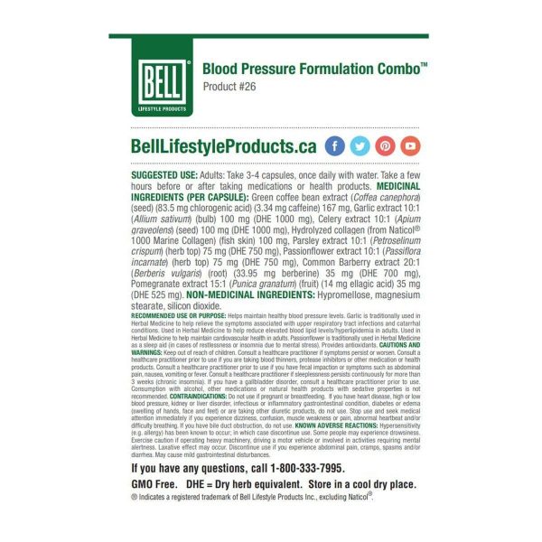 BELL Blood Pressure Formulation Combo 120 Veggie Caps Online Hot Sale