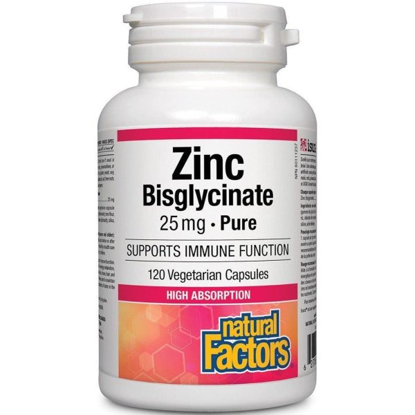 Natural Factors Zinc Bisglycinate 25mg 120 Veggie Caps For Discount