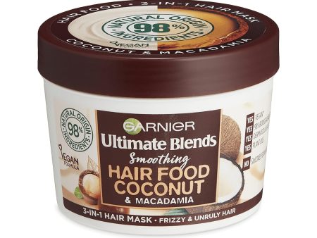 GARNIER ULTIMATE BLENDS SMOOTHING HAIR FOOD COCONUT & MACADAMIA 3-IN-1 HAIR MASK 390 ML Hot on Sale