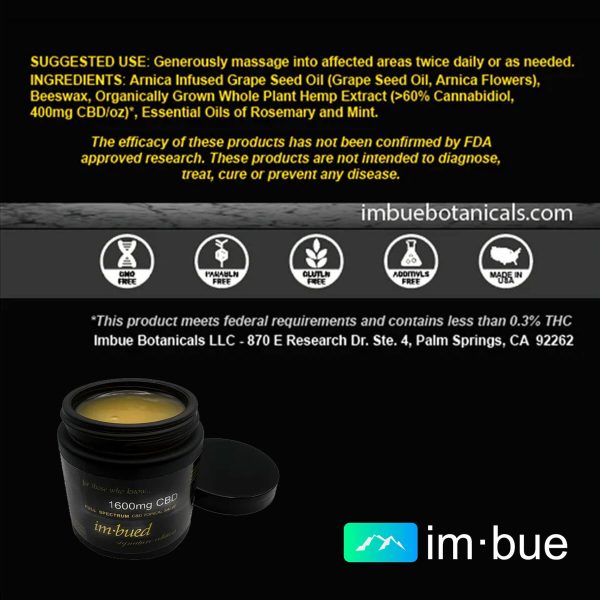 Imbue 1600mg CBD Salve of Full Spectrum Hemp Extract Online now