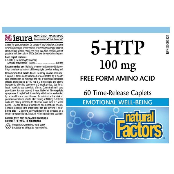 Natural Factors 5-HTP Time Release 100mg 60 Caplets For Discount