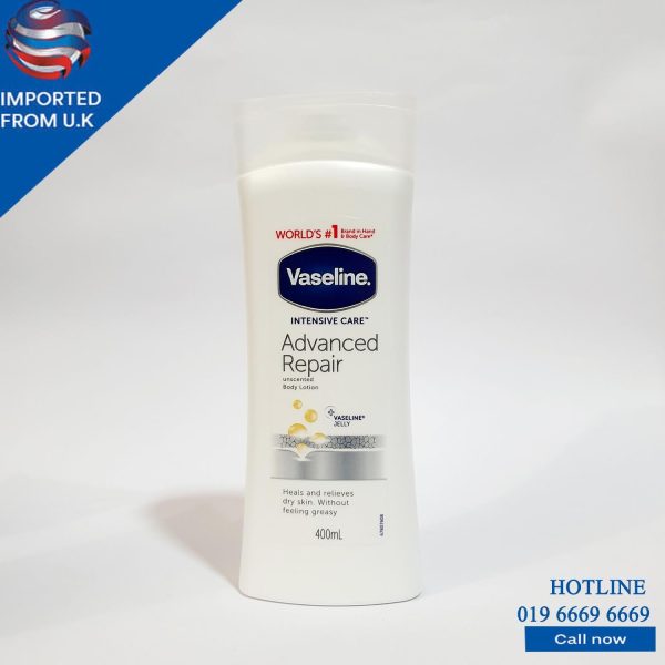 VASELINE INTENSIVE CARE ADVANCED REPAIR UNSCENTED BODY LOTION 400 ML on Sale