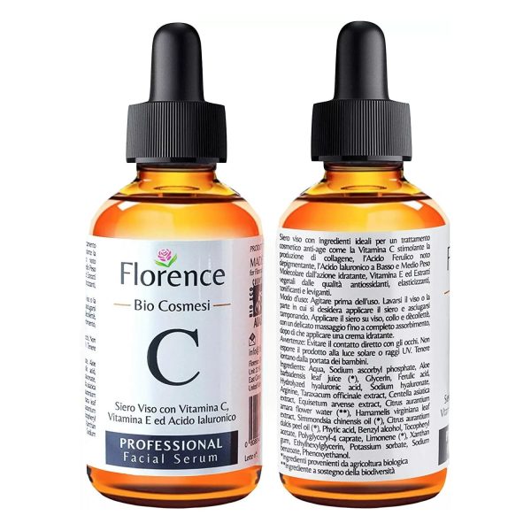 Florence Bio Cosmesi Vitamin C Serum & Hyaluronic Acid for Face Neck Eye Contour SERUM 60ML Cheap