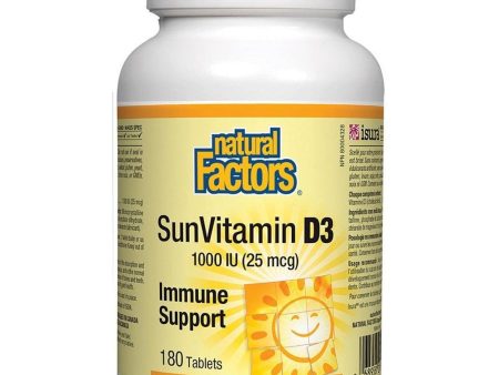 Natural Factors Sun Vitamin D3 1000 IU 180 Tabs Supply