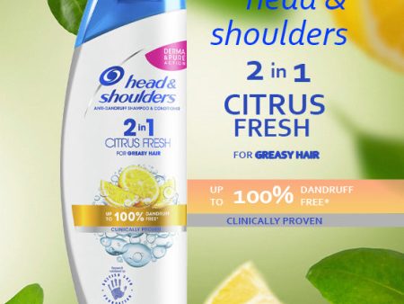 Head & Shoulders Citrus Fresh 2 in 1 Anti Dandruff Shampoo for greasy hair 330 ml Online Hot Sale