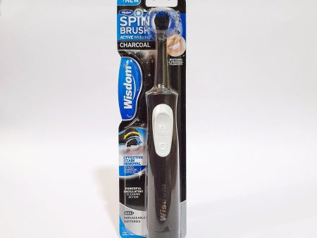 WISDOM SPIN BRUSH ACTIVE WHITENING CHARCOAL TOOTHBRUSH For Sale