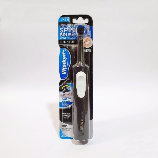 WISDOM SPIN BRUSH ACTIVE WHITENING CHARCOAL TOOTHBRUSH For Sale